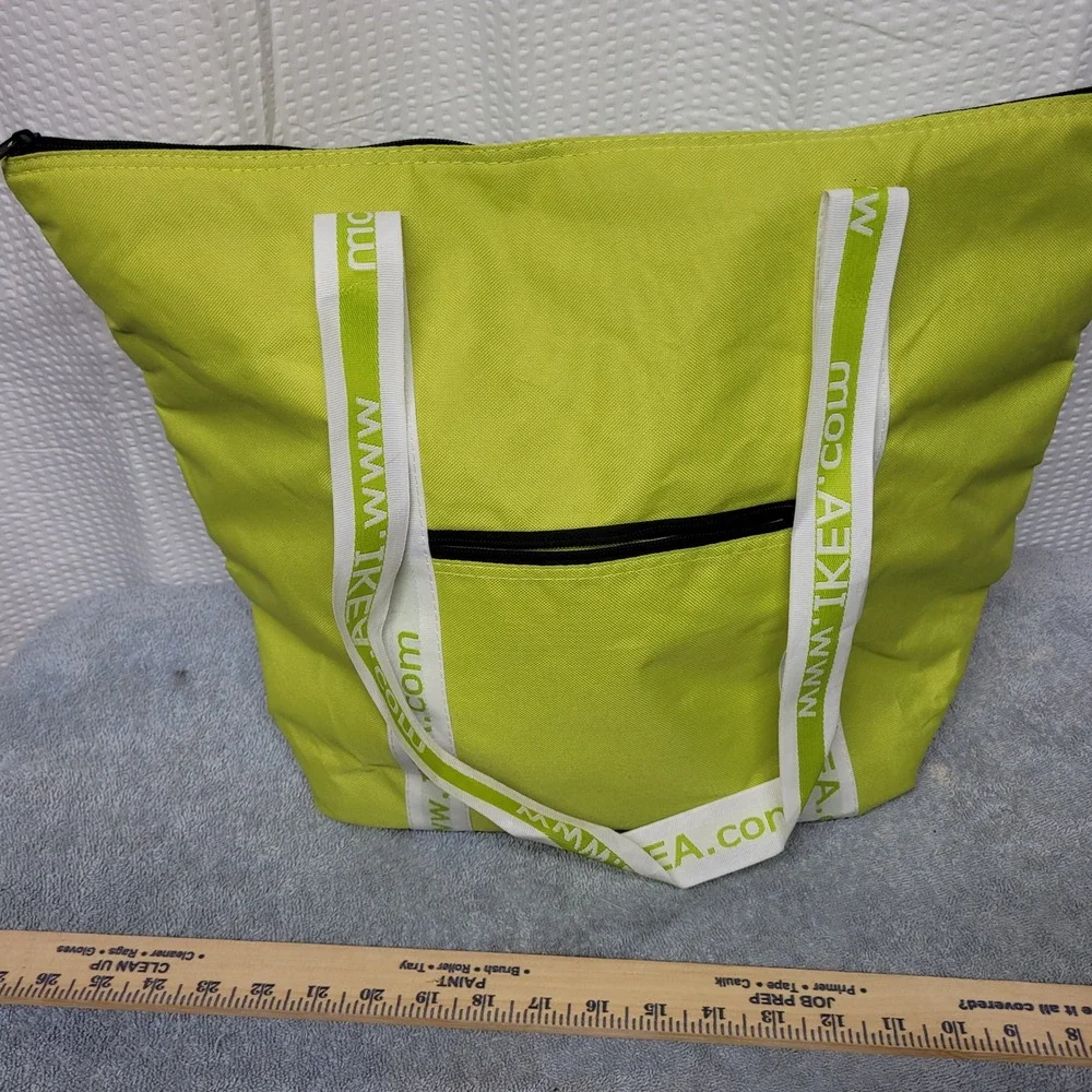IKEA Lime‎ Green Insulated Cooler Tote Bag Mesh Pocket Zip 901.486.05.0000